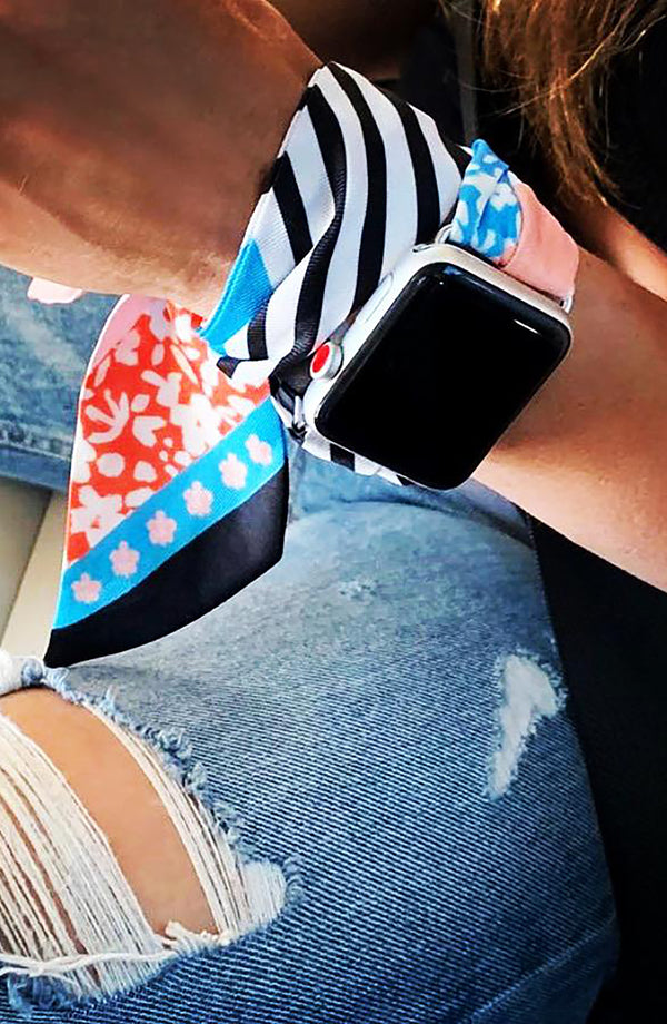 BLUE BLOSSOM APPLE WATCH SCARF BAND (CONNECTORS INCLUDED)