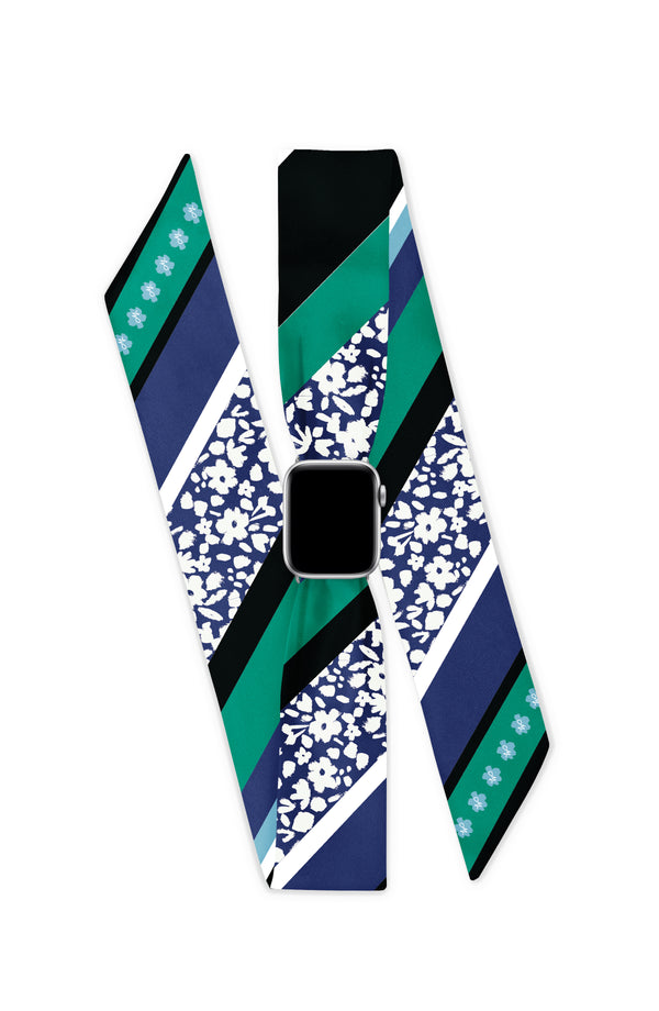 BLACK BLOSSOM APPLE WATCH SCARF BAND (CONNECTORS INCLUDED)